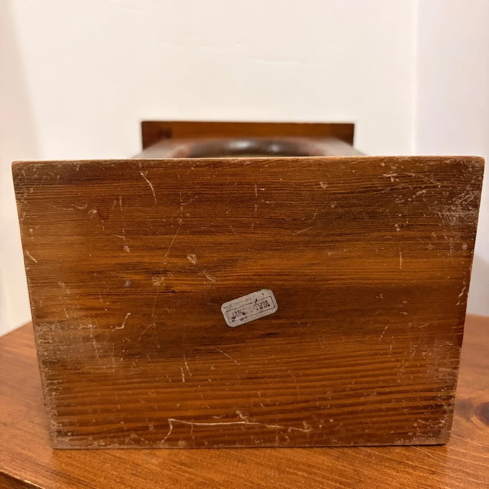 Vintage Rustic Wood Owl Lantern Candle Holder Box Mirror Interior Amber Glow